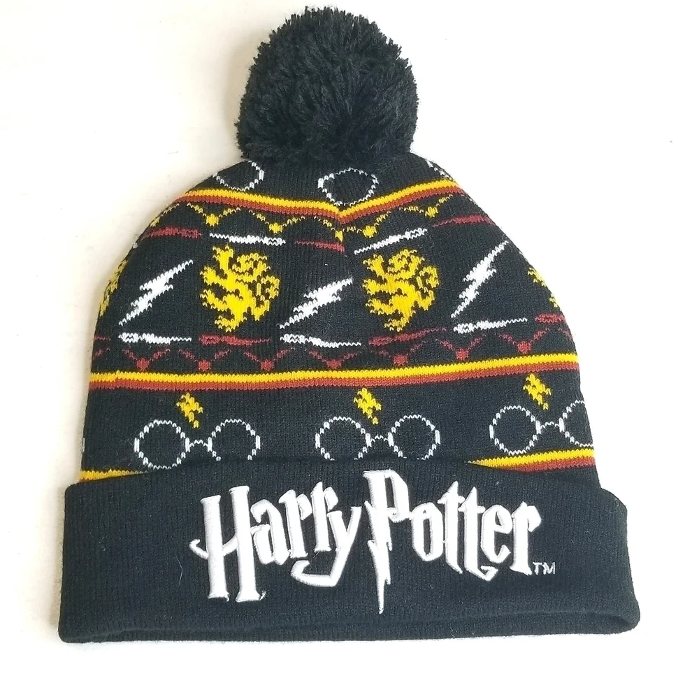 Harry Potter Gryffindor Logo Pompom Knitted Beanie Hat, O/S